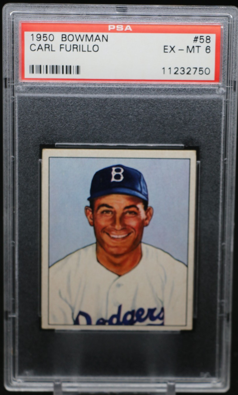 1950 Bowman #58 Carl Furillo PSA 6 EX-MT Brooklyn Dodgers