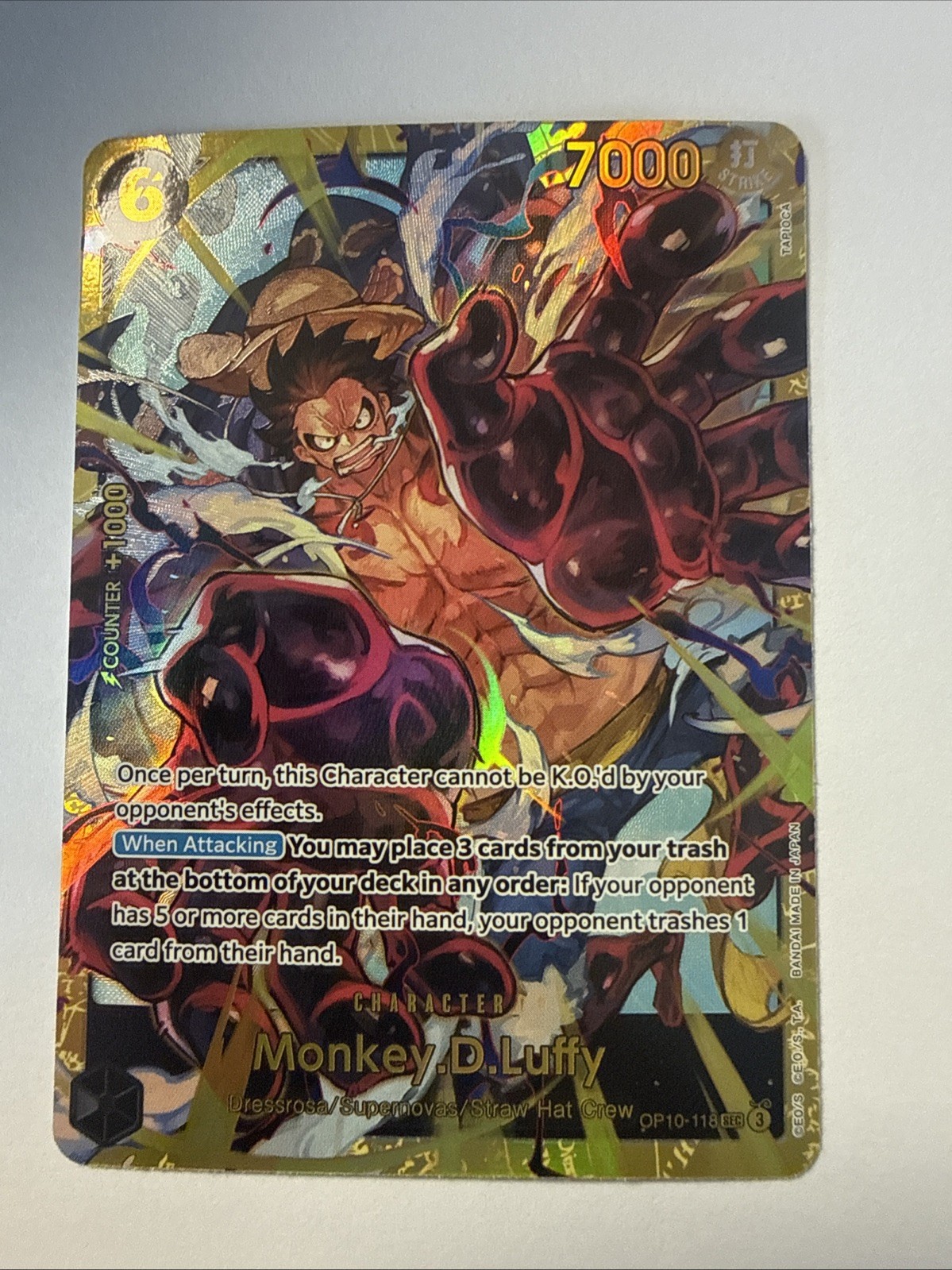One Piece Monkey D Luffy OP10-118 Secret Rare Royal Blood Mint NM Condition