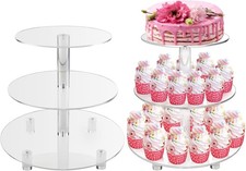 3 Tiers Round Cupcake Stand Acrylic Cake Tower Stand Holder Macaron Display