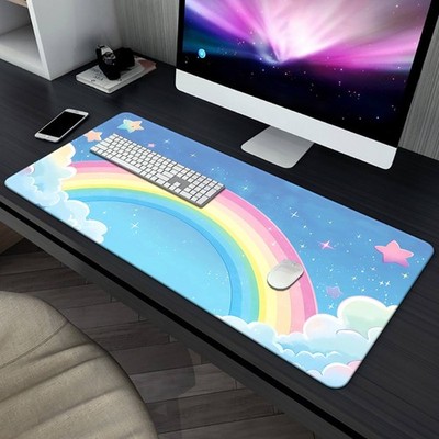 40*90cm1pc Rainbow Star Cloud Pattern Printed Pad for Desk,Multi Functional