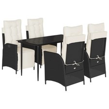 Patio Dining Set with Cushions Outdoor Furniture Black Poly Rattan vidaXL