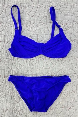 Venus Royal Blue Strappy Bikini Top C & Hipster Sz 6 Bottoms