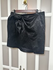 MinkPink Satin Wrap Mini Skirt Black NWT Size M Tie Waist Party Cocktail