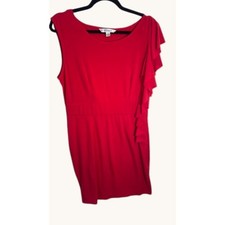 AA Studio Red Sleeveless Ruffle Side Sheath Dress Size 14 Cocktail Party Holiday