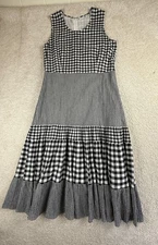 JW Anderson Uniqlo Dress Womens Large Gingham Sleeveless Tiered Summer Casual