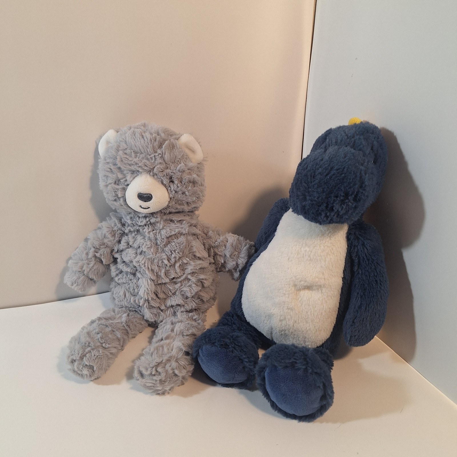 Carters Just One You Gray Grey White Teddy Bear & Blue Dinosaur Plush Stuffed