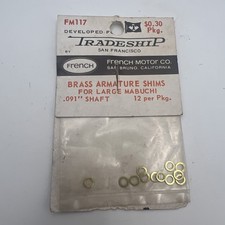 FM117 TRADESHIP, VINTAGE SLOT CAR NOS Brass Armature Shims For Lrg Mabuchi 091