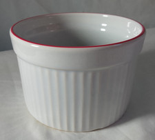 Vintage Poole Tango Souffle Casserole Dish 4.5" Diam. Oven to Table White Red