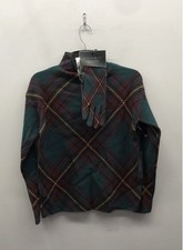 Tahari Women's Green Red Plaid Mock Neck Sweater and Gloves Set NWT Sz XS