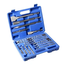17pcs SDS-Plus Drill & Chisel Set, punta carburo, con estuche, para hormigón