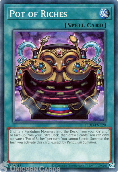 LEDD-ENC20 Pot of Riches : Common UNL Edition YuGiOh Card