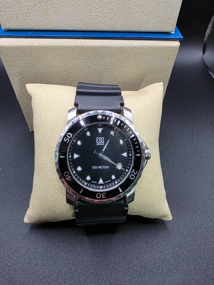 ESQ Swiss Men Submersible Swiss Quartz Analog Date & Rubber Band Made By Movado - Image 2 of 4