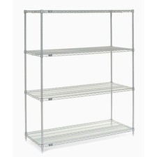 Nexel 5 Tier Chrome Wire Shelving Starter Unit 72"W x 21"D x 74"H