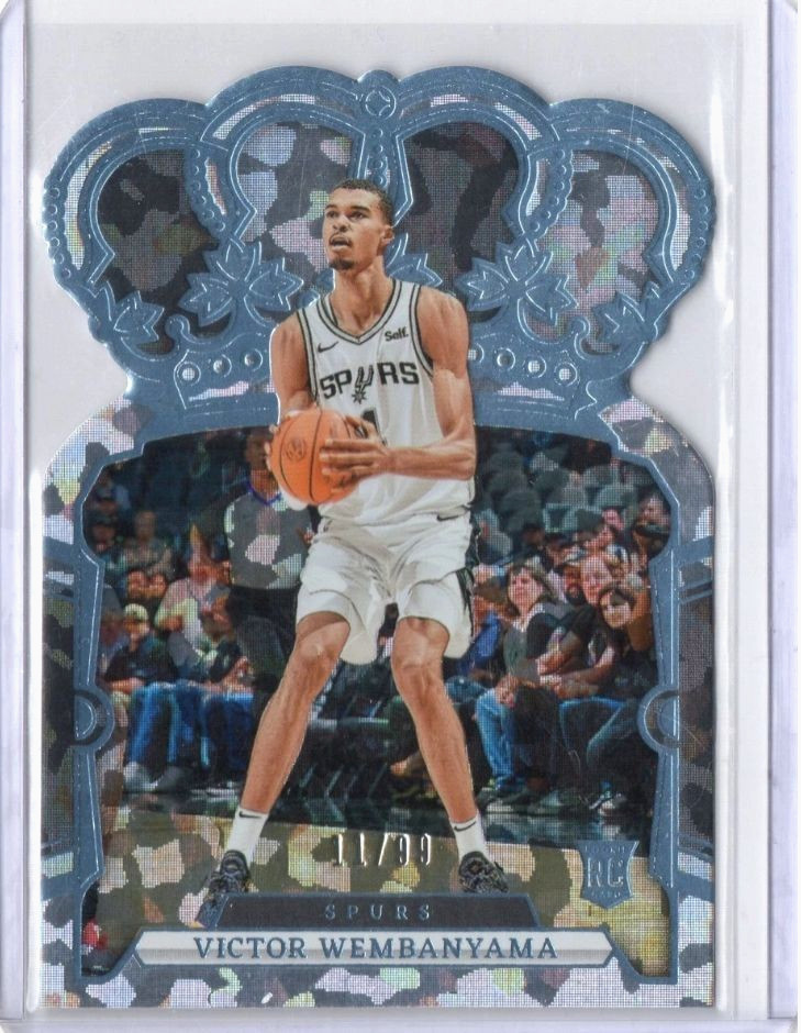 VICTOR WEMBANYAMA 2023-24 CROWN ROYALE CRYSTAL BLUE DIE-CUT ROOKIE RC SSP 11/99
