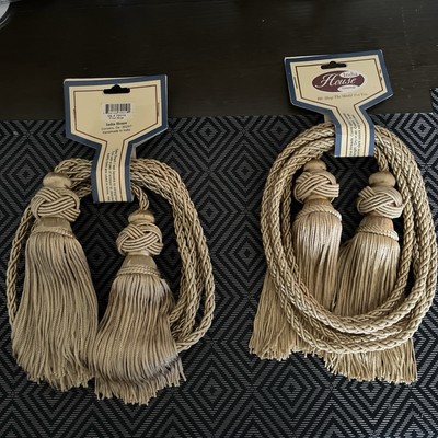 India House Trimmings Lrg Gold Swag Tassels 9  Tiebacks qty 2. Hndmde in India
