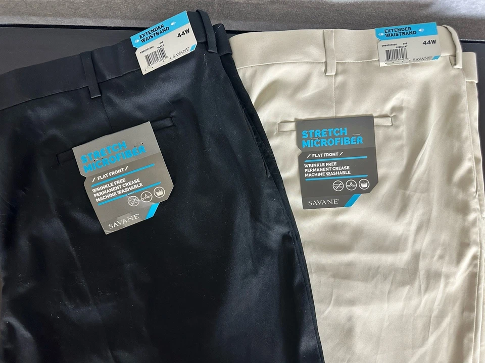 Lote 2 shorts Savane elástico microfibra frente plana 44W cintura extensora novo com etiquetas - Imagem 4 de 4