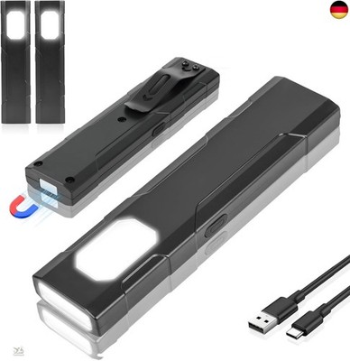 HOTUT USB C Wiederaufladbare Klein Taschenlampe, 2 Stück LED Arbeitsleuchte,