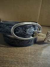 NWT Roper Women  s Black Floral Embossed Genuine Leather Belt. Size XXL