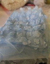 Newborn Sheer Light Blue 3D Appliqu  Flowers - 1 Yd -52  