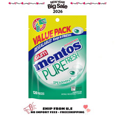 Mentos Pure Fresh Sugar-Free Chewing Gum with Xylitol, Spearmint, 120 Piece Bulk