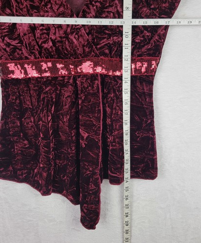 Boho M Burgundy Velvet Maxi Skirt Sequin Long Sleeve Top Set Dark Romantic Goth - Picture 5 of 11