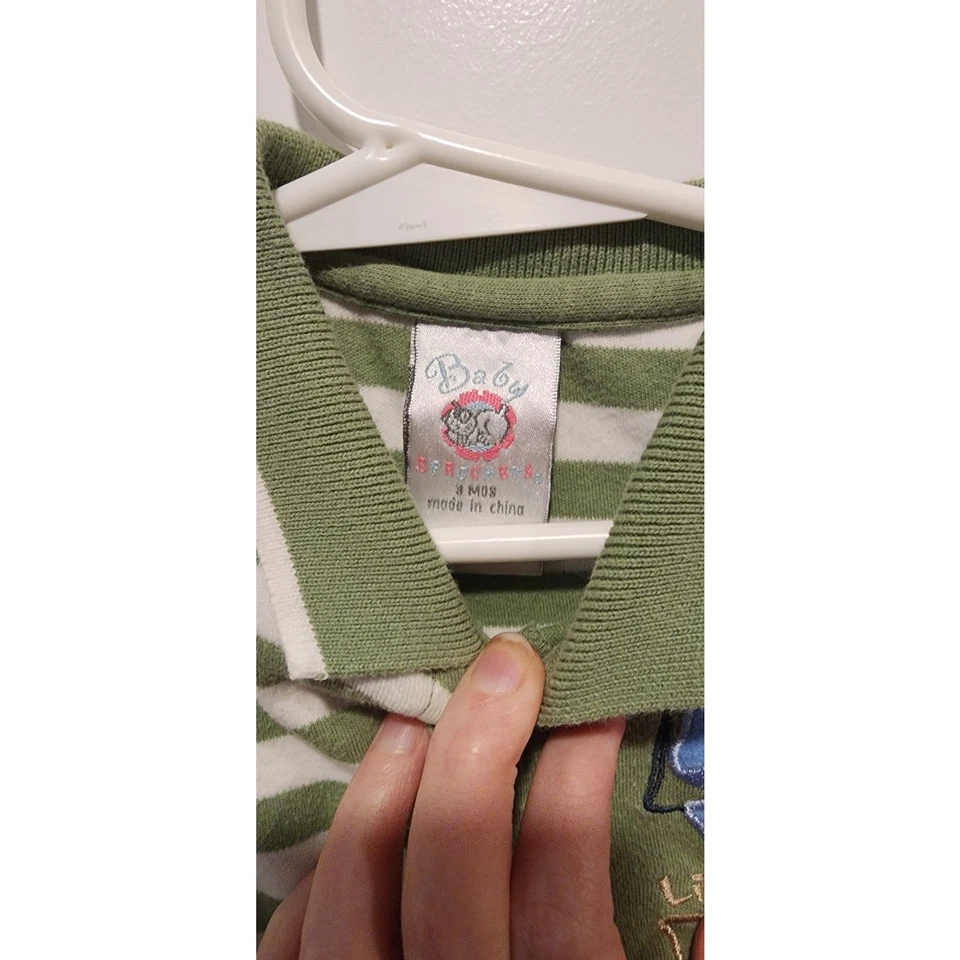 Piñones Bebé Mameluco Animal de la Selva - Rayas Verdes/Blancas - 3 Meses Foto 2 de 2