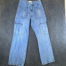 Urban Outfitters BDG Julian Wide Leg Cargo Jeans Womens 27x31 Blue Denim Cotton