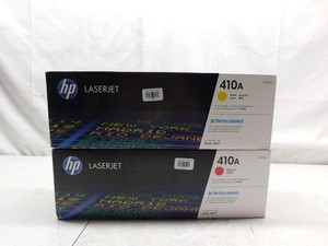 Lot of 2 New HP 410A Yellow & Magenta Toner Cartridges #34 (LVRC-47615,74)