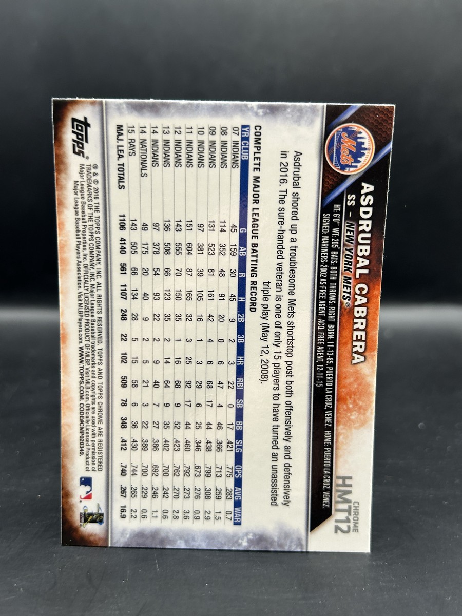 2016 Topps Chrome Update #HMT12 Asdrubal Cabrera | eBay