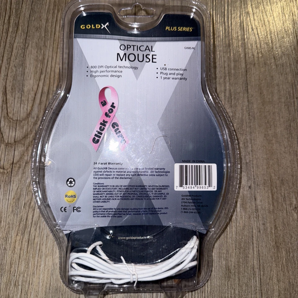 Gold X Optical USB Computer Mouse Plus Series Bright Pink New In Package - Image 4 of 4