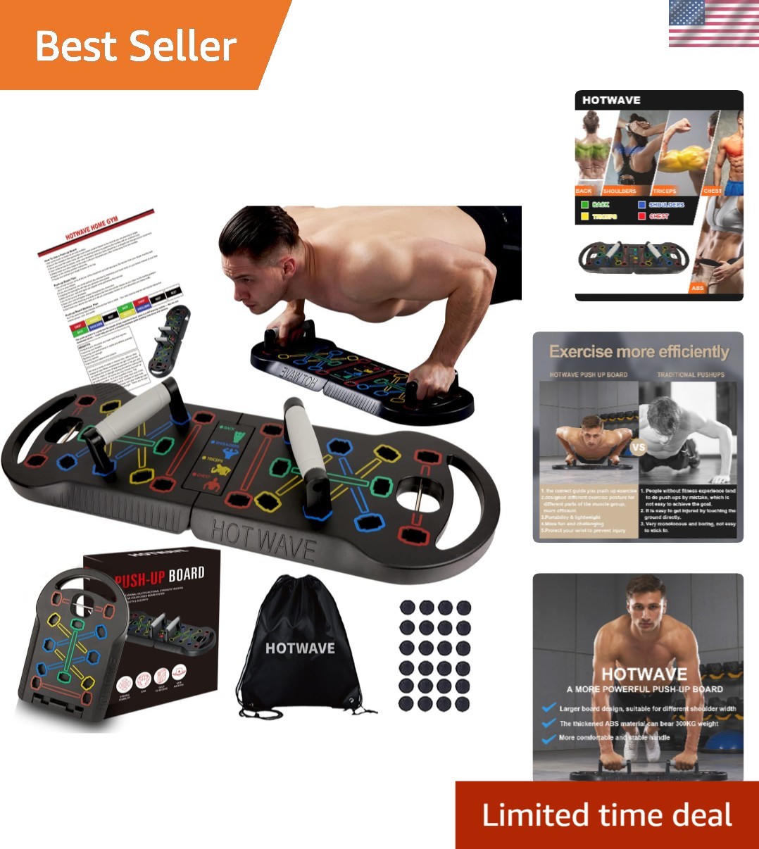 Professional Push Up Board for Home Gym: 600 lbs Capacity & Custom Workouts