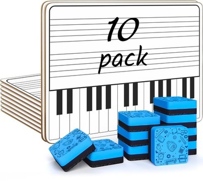 SCRIBBLEDO 10 Pack 11 x 14 Inch Piano Board Dry Erase White Boards Keyboard D...
