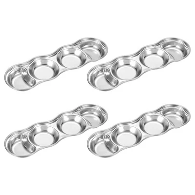 für Mini-Saucenschale, 4 runde Gewürzschalen Silber 4-Fach - Bild 1 von 4