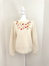 SEZANE Ivory Knit Mohair Wool Blend Women Jumper  Size  L UK12