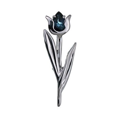 London Blautopas Brosche Sterlingsilber Tulpe Blume behandelt Edelstein Handarbeit