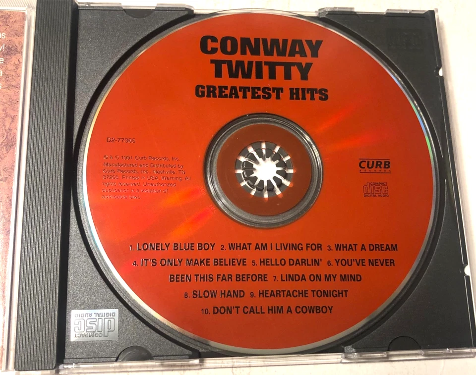Conway Twitty Greatest Hits (CD 1991 Curb/Capitol) - Image 3 of 4