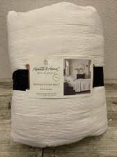 Hearth Hand Magnolia Checkerboard Stitch Quilt Cream 92 X 104 AS SHOWN