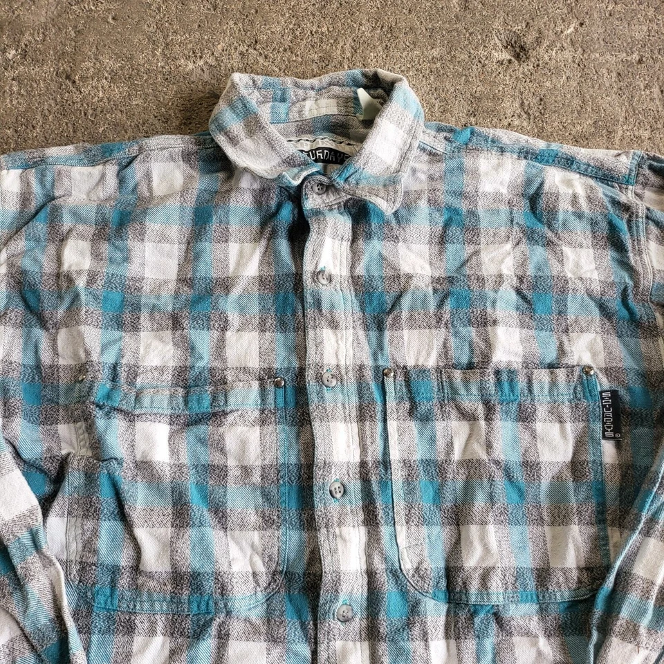 Рубашка по субботам размер 2XL XXL синяя клетчатая фланелевая с длинным рукавом на пуговицах рабочая одежда - Изображение 2 из 4