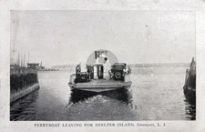 Ferry boat Leaving For Shelter Island Greenport LI NY RPPC Postcard COPY