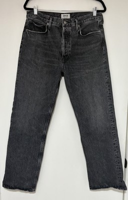 AGOLDE Fran Women s High Rise Straight Black Wash Button Fly Jeans Size 29