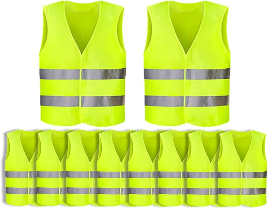 Stock 10 Gilet Riflettenti Gialli | Abbigliamento Alta Visibilità EN ISO