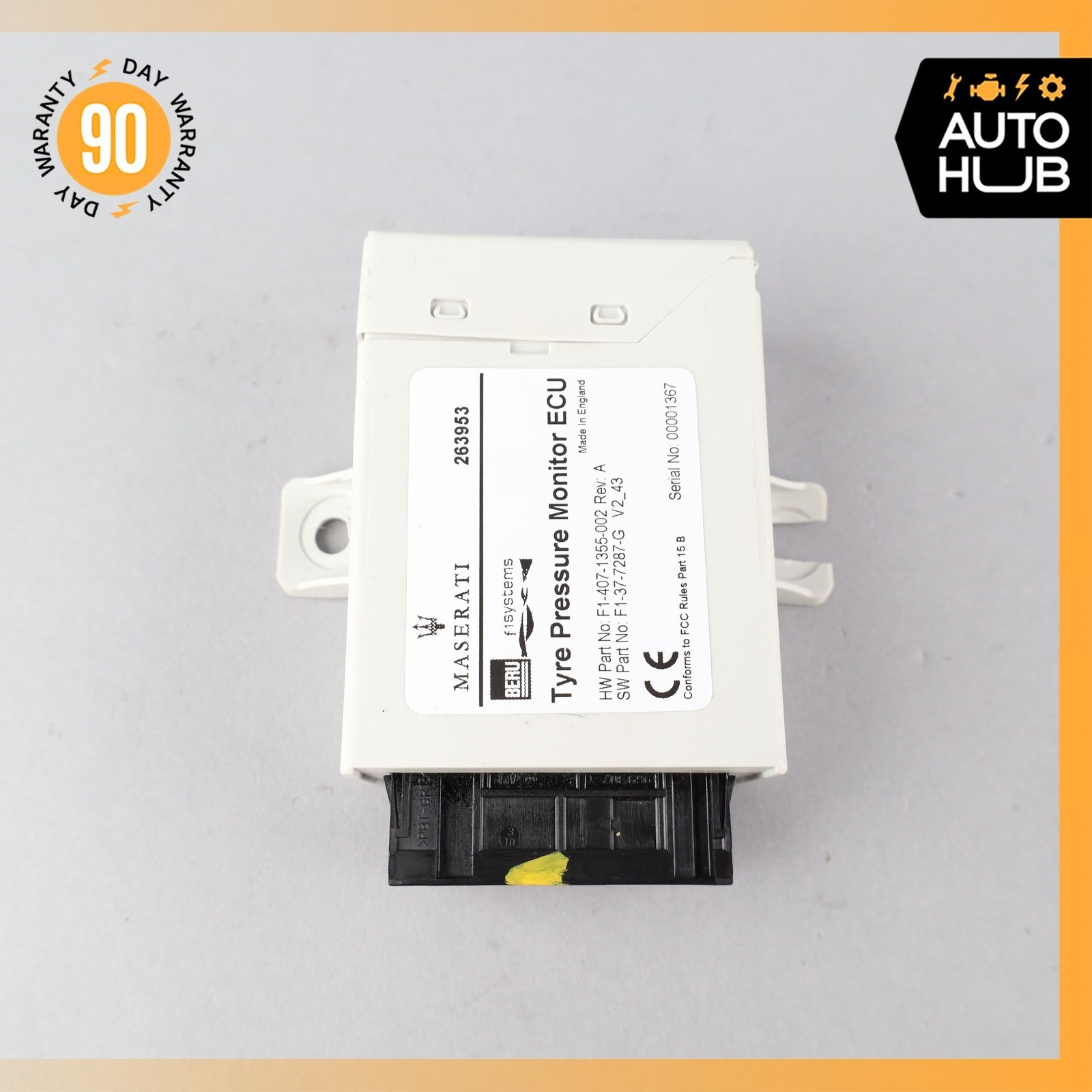 08-16 Maserati GranTurismo M145 Tire Pressure Monitor Module 263953 OEM 45k