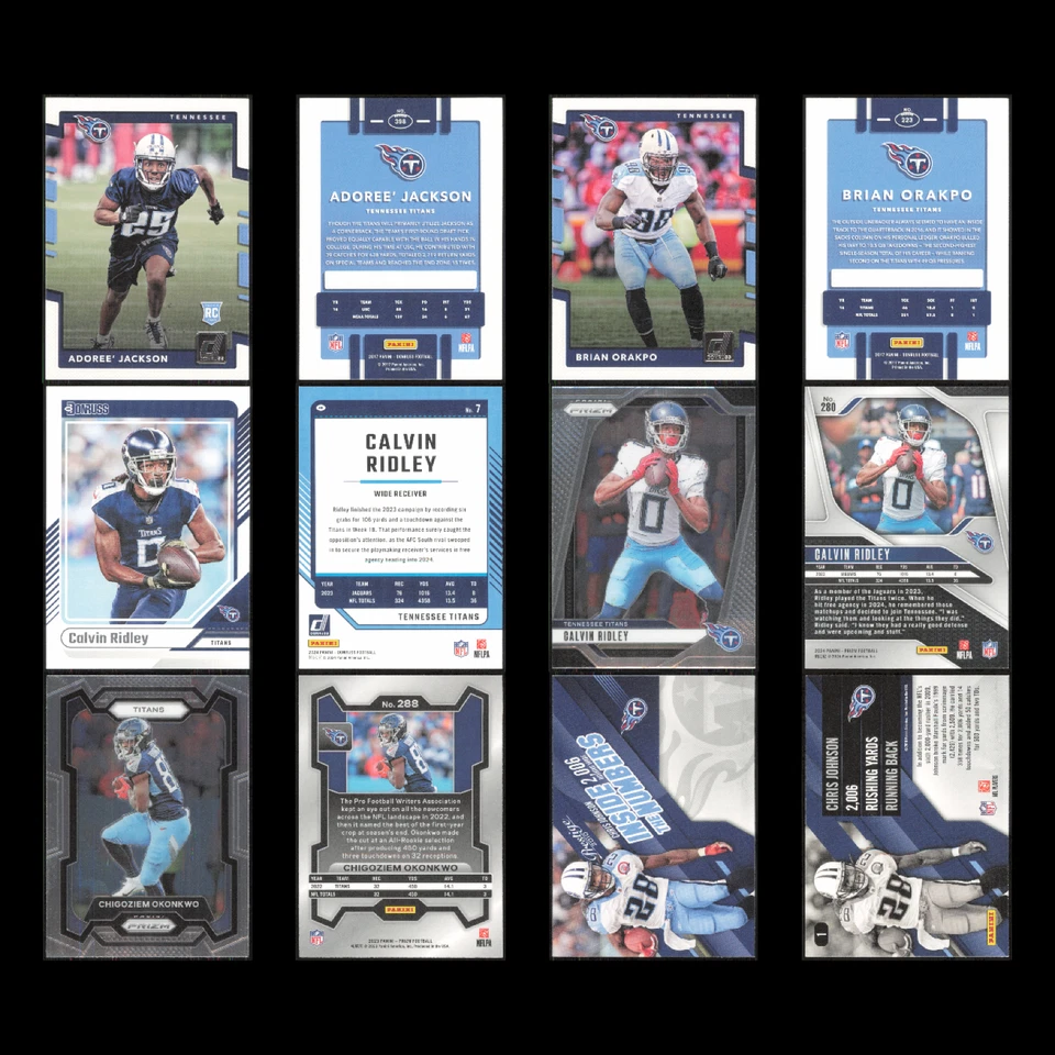 Lote de 50 tarjetas de fútbol americano de los Tennessee Titans de novato Donruss Adoree Jackson casi nuevo Foto 3 de 4
