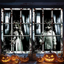 2 Pack Halloween Window Curtain Cover Scary Creepy Kids Window Poster 47 31.