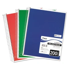 Mead Spiral Bound Notebook Perforated College Rule 11 x 8 1/2 White 200 Sheets