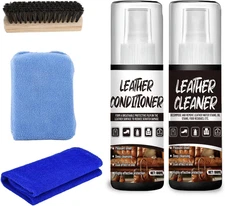 Leather Furniture Cleaner and Conditioner, Leather Care Kit with Towel Brush Spo