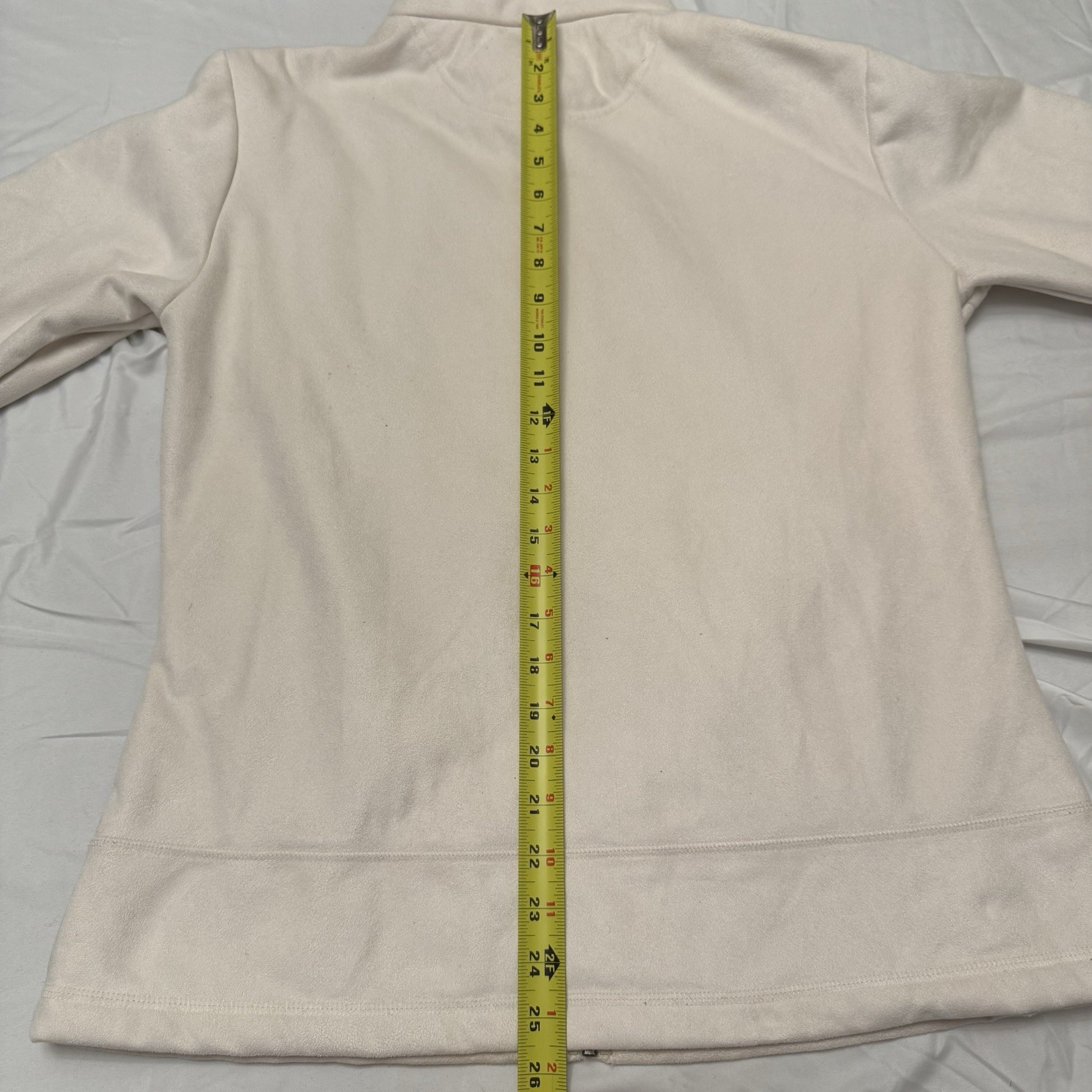 Straight Down Womens XL Cream Faux Suede Faux Fur Lined Full Zip Jacket Golf image 6