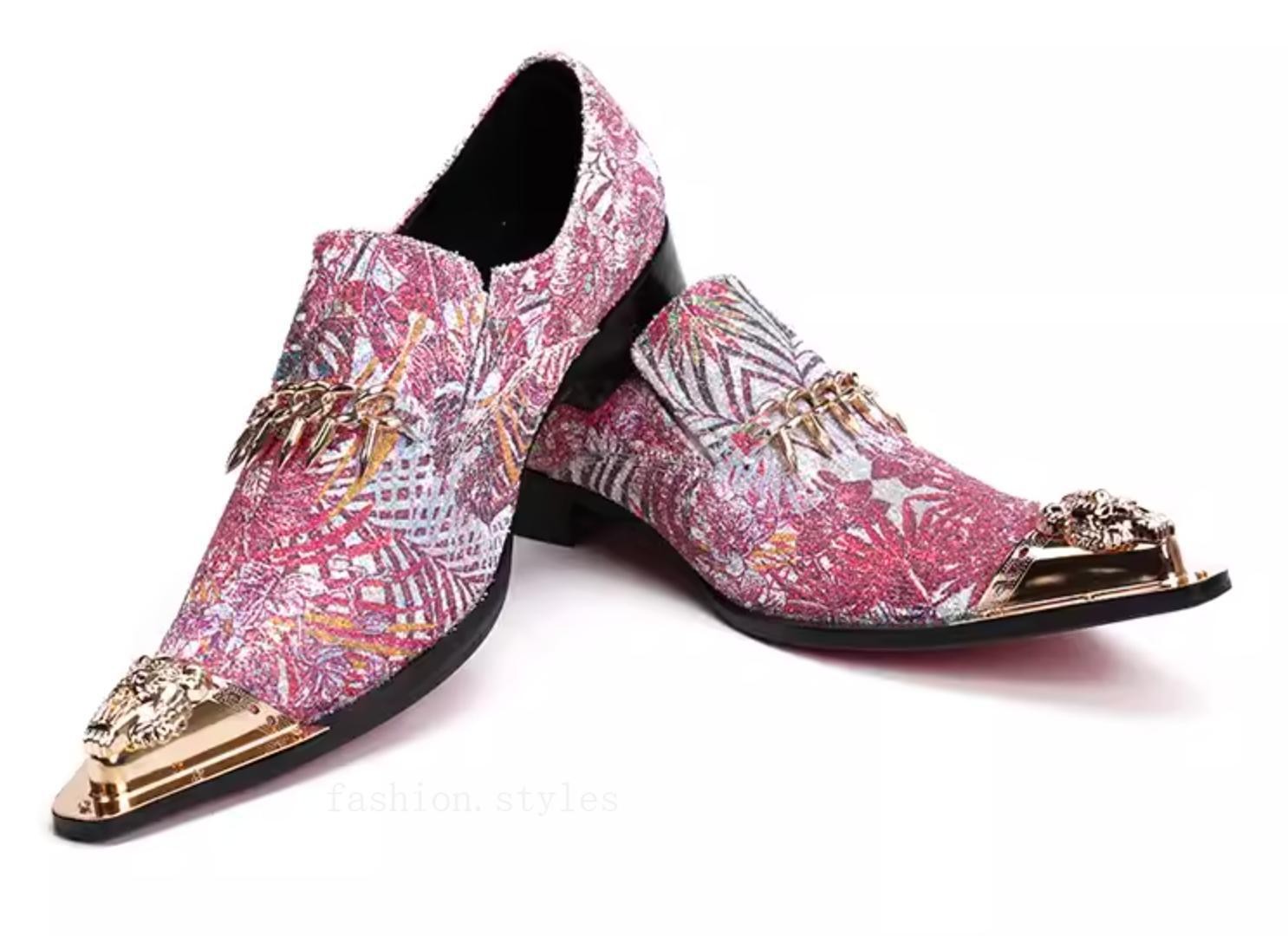 SAOLA Scarpe da sposa Oxford eleganti da uomo moda in pelle rosa metallo britannico a punta