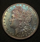 Blue Berry Rainbow Toned 1880 O New Orleans Mint Morgan Silver Dollar $1