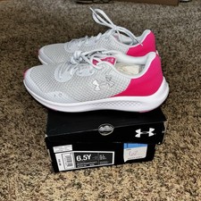 Under Armour UA GGS Charged Pursuit 3 Pink Gray Girl's Sneakers Size 6.5Y Shoes